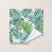 Grüne exotische Blätter Badhandtuch Set (Waschlappen)