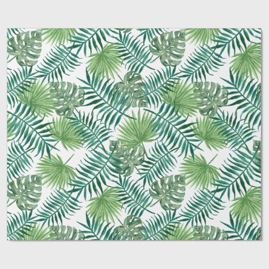 Grüne exotische Blätter Geschenkpapier (Flach)