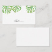 Grüne exotische Blätter. Tropische Sommerhochzeit Platzkarte (Vorne/Hinten)