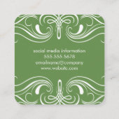 Grüne extravagante Elemente Quadratische Visitenkarte (Rückseite)