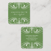 Grüne extravagante Elemente Quadratische Visitenkarte (Vorne/Hinten)