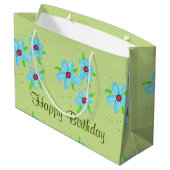 Grüne Extravagante Flower-Geschenktasche Große Geschenktüte (Rückseite Schrägansicht)