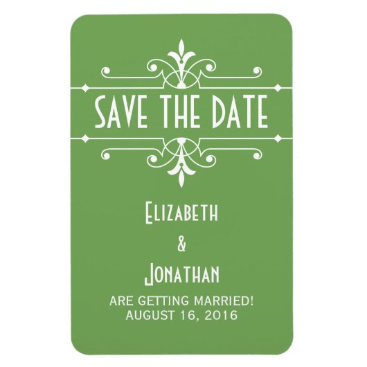 Grüne Extravagante Ornamente speichern das Datumsf Magnet (Vertikal)