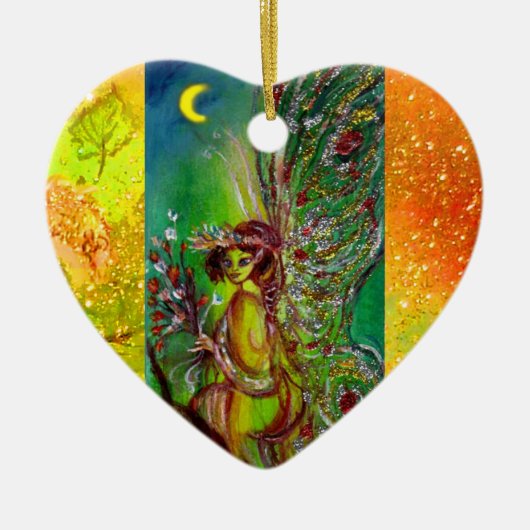 GRÜNE FAIRE /BUTTERFLY PFLANZE ,FLORAL GOLD GLITZE KERAMIK ORNAMENT (Vorne)