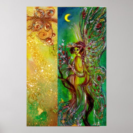 GRÜNE FAIRE MIT GOLDFLORALEN GLITZERN IN MONLIGHT POSTER (Vorne)