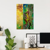 GRÜNE FAIRE MIT GOLDFLORALEN GLITZERN IN MONLIGHT POSTER (Heimbüro)