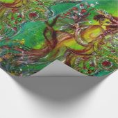 GRÜNE FAIRE MIT GOLDSILBERN-GLITZERN IN MONLIGHT GESCHENKPAPIER (Ecke)