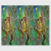 GRÜNE FAIRE MIT GOLDSILBERN-GLITZERN IN MONLIGHT GESCHENKPAPIER (Flach)