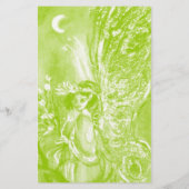 GRÜNE FAIRY HOLEN BLUME IN MOONLIGHT Fantasy Briefpapier (Rückseite)