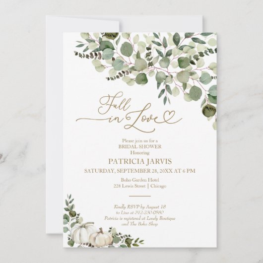 Grüne Fall in Liebe Brautparty Einladung (Vorderseite)