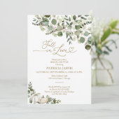 Grüne Fall in Liebe Brautparty Einladung (Stehend Vorderseite)