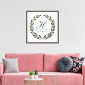 Grüne Familienmonogramm-Leinwand Laurel Script Ini Leinwanddruck (Insitu (Wohnzimmer))