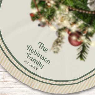 Grüne Familienname gestreift Polyester Weihnachtsbaumdecke
