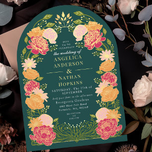 Grüne Fantasie Verzauberter Blumengarten Hochzeits Einladung