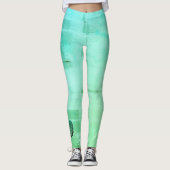 Grüne Fantasie Wasserfarbe Tropisches Leaf Leggins (Vorderseite)