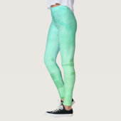 Grüne Fantasie Wasserfarbe Tropisches Leaf Leggins (Links)