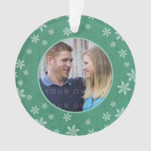 Grüne fantastische Schneeflocken-Feiertags-Foto-Ve Ornament