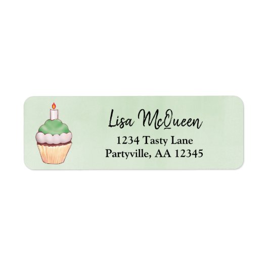 Grüne Farbe Cupcake Geburtstagsadresse (Vorne)