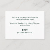 Grüne Farbe Einfache Moderne Vielen Dank an Geschä Visitenkarte (Rückseite)