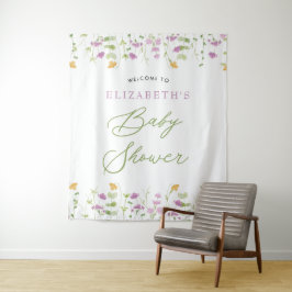 Grüne Farbe Gelb Rosa Begrüßungszeichen Wandteppich