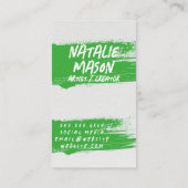 Grüne Farbe in Monogramm auf der Leinwand gebürste Visitenkarte (Rückseite)