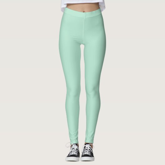 Grüne Farbe mit fester Minze Leggings (Vorderseite)