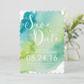 Grüne Farbe Save the Date (Stehend Vorderseite)