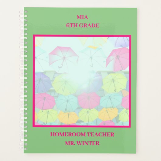 Grüne Farbenfrohe Schulklasse Planer (Vorderseite)