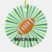 Grüne Farbenfrohe Sonnenlichtfußballmannschaft Per Keramik Ornament (Hinten)