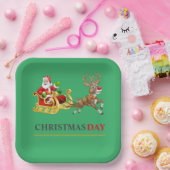 Grüne farbenfrohe Weihnachtsfeier 9" Square Paper Pappteller (Party)