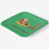 Grüne farbenfrohe Weihnachtsfeier 9" Square Paper Pappteller (Gewinkelt)