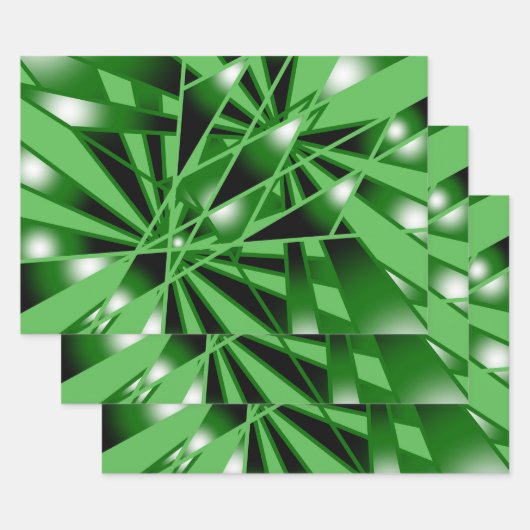 Grüne Farbfilterung Kunstaussicht Zeichnend Geschenkpapier Set (Set)