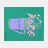 Grüne farbige Blume bei Tasse Fleecedecke (Vorderseite (Horizontal))