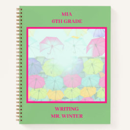 Grüne farbige Regenschirme Notizblock