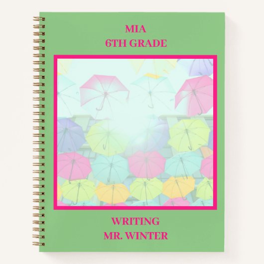 Grüne farbige Regenschirme Notizblock (Vorderseite)