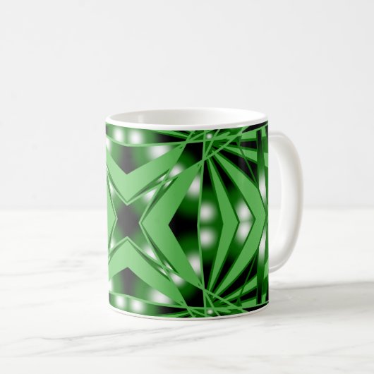 Grüne Farblinie ausgefüllt Zeichnend Perspektive Kaffeetasse (VorderseiteRechts)