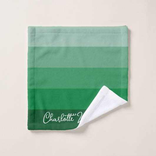 GRÜNE FARBPALETTE STRIPE LINIE PATTERNAME BADHANDTUCH SET (Waschlappen)