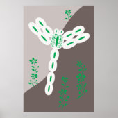 Grüne Farbspritzer fliegende florale Libelle Poster (Vorne)