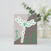 Grüne Farbspritzer fliegende florale Libelle Postkarte (Stehend Vorderseite)
