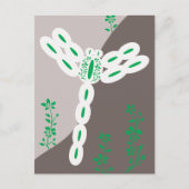 Grüne Farbspritzer fliegende florale Libelle Postkarte (Vorderseite)