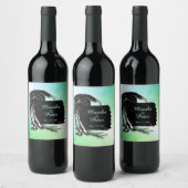 Grüne Farbtöne und Datum des tropischen Designs Weinetikett (Flaschen)