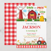 Grüne Farm Geburtstagspartei Einladung (Vorne/Hinten)