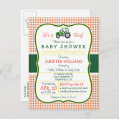 Grüne Farm Traktor Boy Kinderdusche Einladung (Vorne/Hinten)