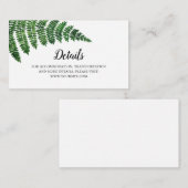 Grüne Farn Hochzeitsdetails. Hochzeitseinsatz im S Begleitkarte (Vorne/Hinten)