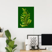 Grüne Farnblatt-Pflanzenkunst Poster (Heimbüro)