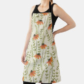 Grüne Farne, orangefarbene Blume, Natur. Schürze (InSitu)