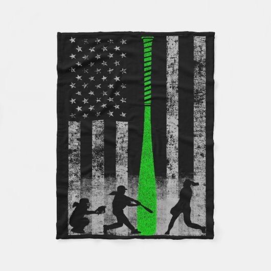 Grüne Fastpitch-Softll-Flagge - Softll-Spieler Auf Fleecedecke (Vorderseite)