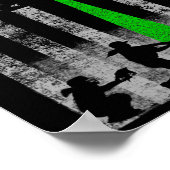 Grüne Fastpitch-Softll-Flagge - Softll-Spieler auf Poster (Ecke)