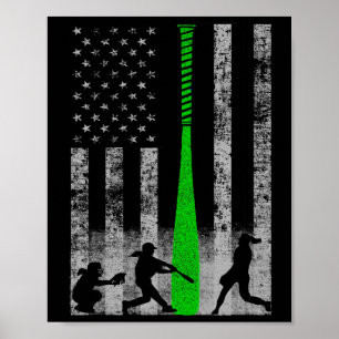 Grüne Fastpitch-Softll-Flagge - Softll-Spieler auf Poster