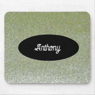 Grüne Faux-Glitter-Mauspad mit individuellem Namen Mousepad